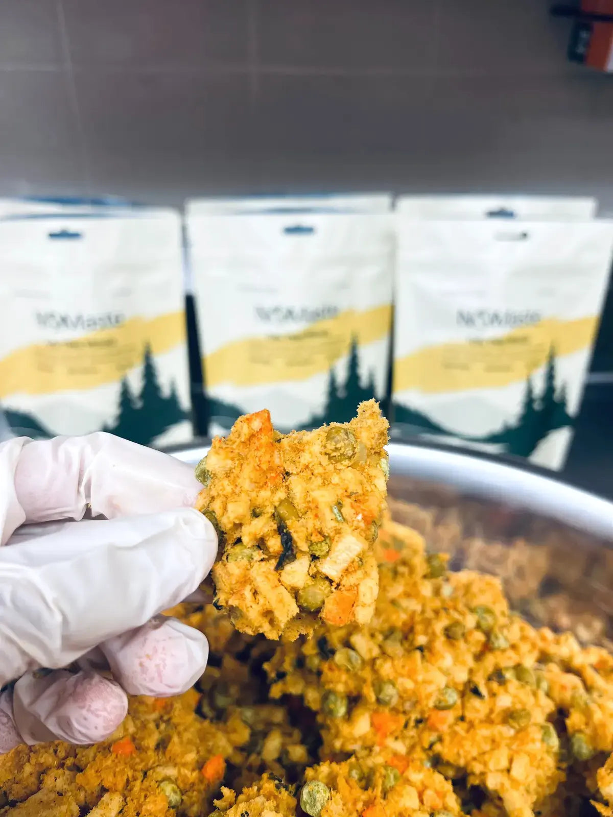 A close look at a freeze-dried NOMaste meal
